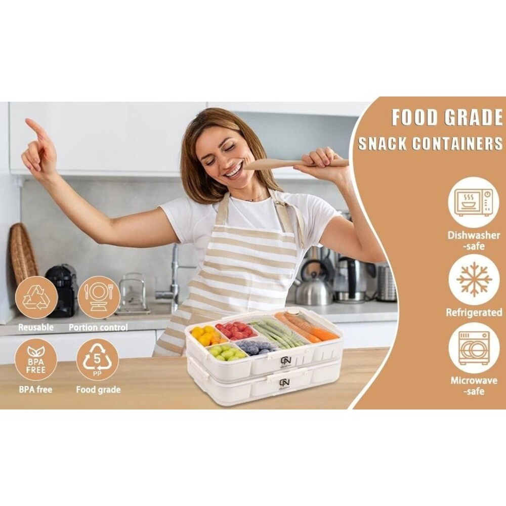 Galanova 2Pack Snack Box Container, microwavable/ dish safe with Lid and Handle - Picture 6 of 16